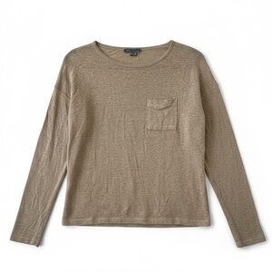 Vince Slub Linen Lightweight Brown  Pocket Pullover Sweater Women’s  XS Relaxed